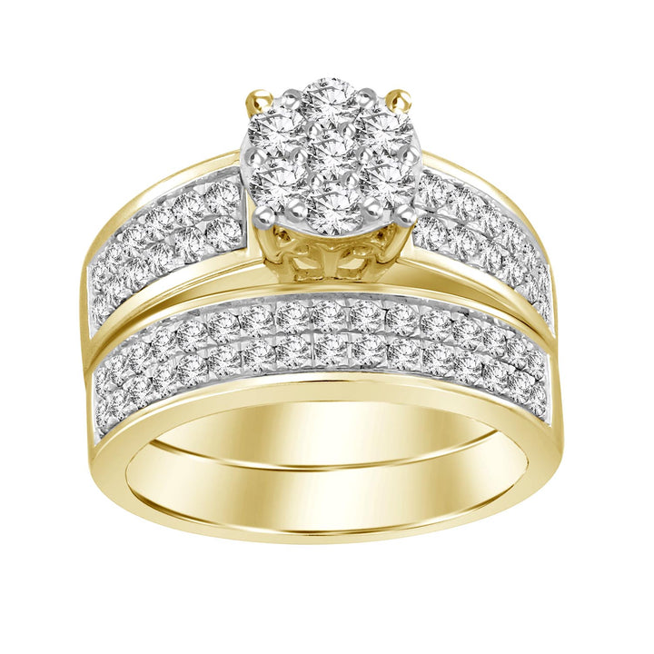 UNISEX TRIOS SET 2.00CT ROUND DIAMOND 10K YELLOW GOLD