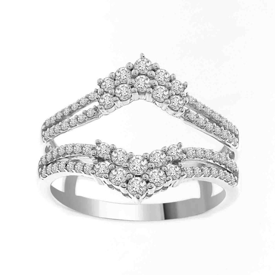 LADIES WRAP RING 0.50CT ROUND DIAMOND 14K WHITE GOLD (SI QUALITY)