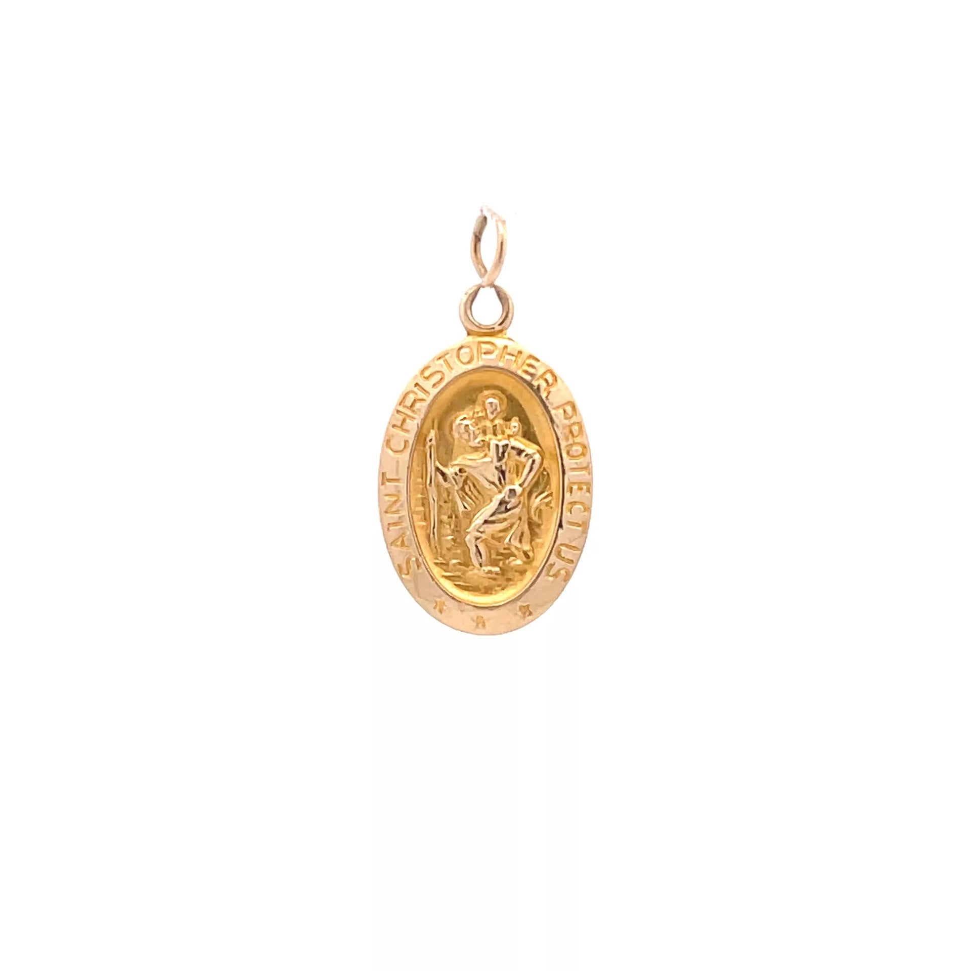 14 Karat Yellow Gold St. Christopher Necklace | Exquisite Diamond and Fine Estate Jewelry