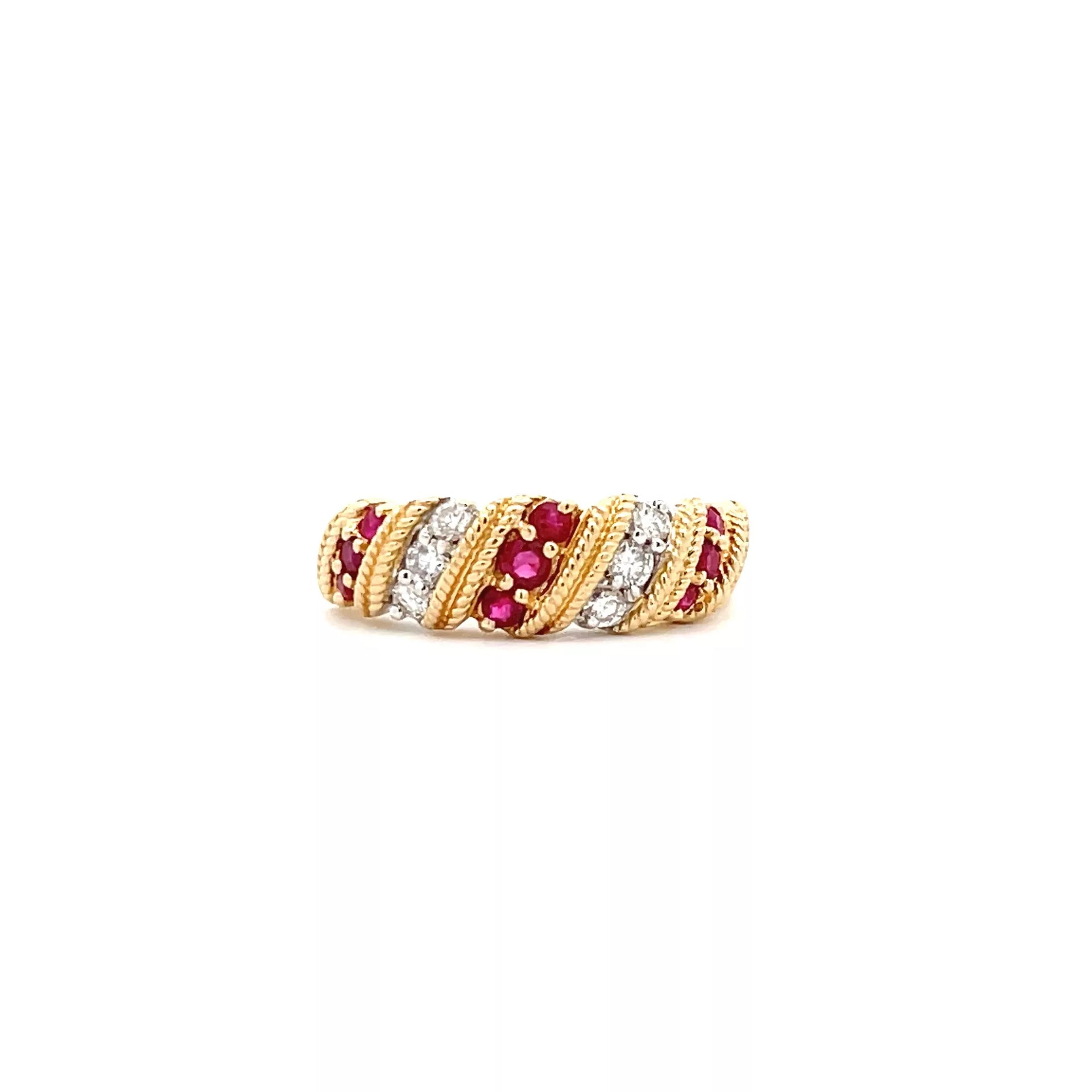 Stunning 14 Karat Yellow Gold Diamond and Ruby Ring | Sparkling Gemstone Jewelry | Exquisite Estate Jewels