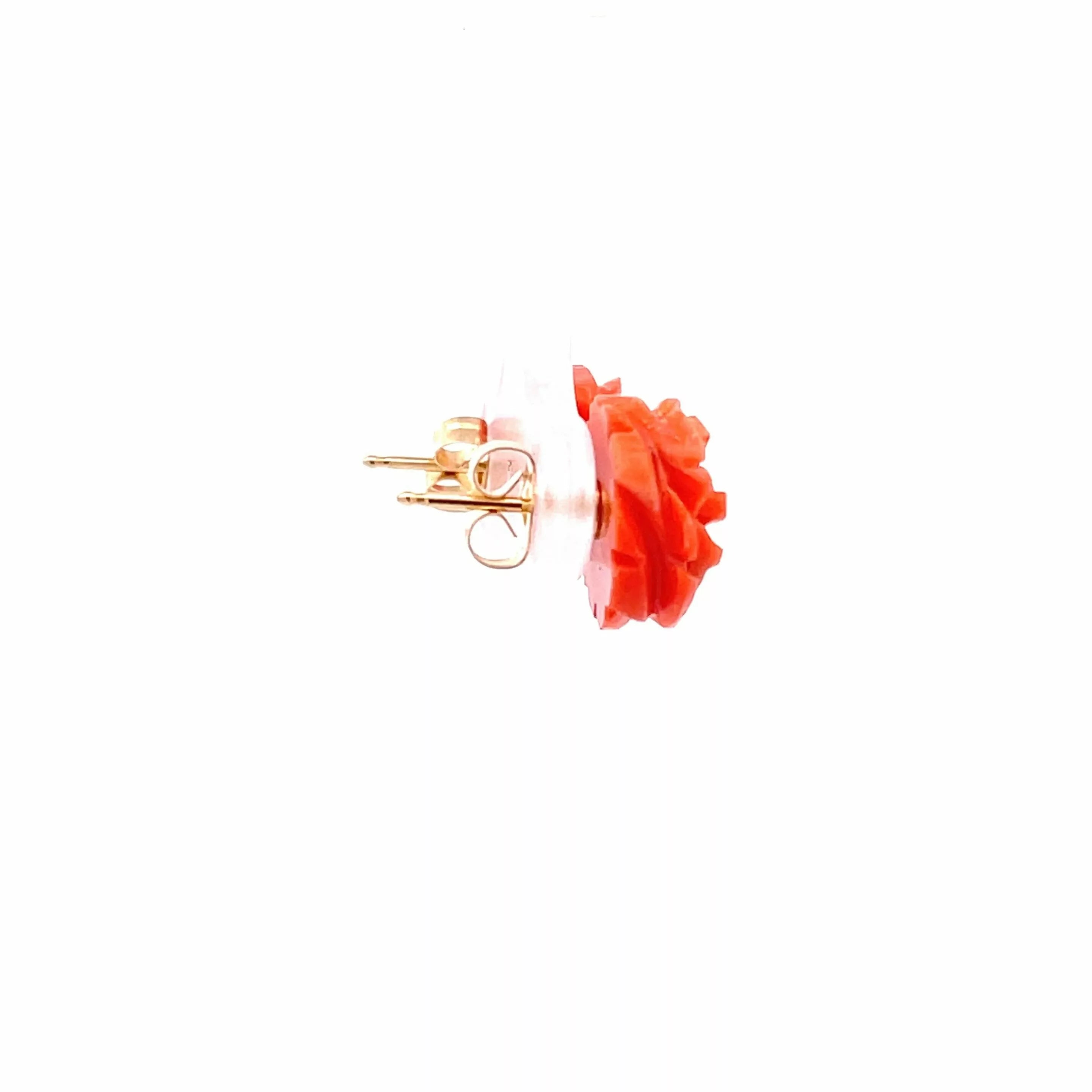 Exquisite 14kt Gold Stud Earrings with Stunning Coral Stone – A Captivating Addition to Any Fine Jewelry Collection