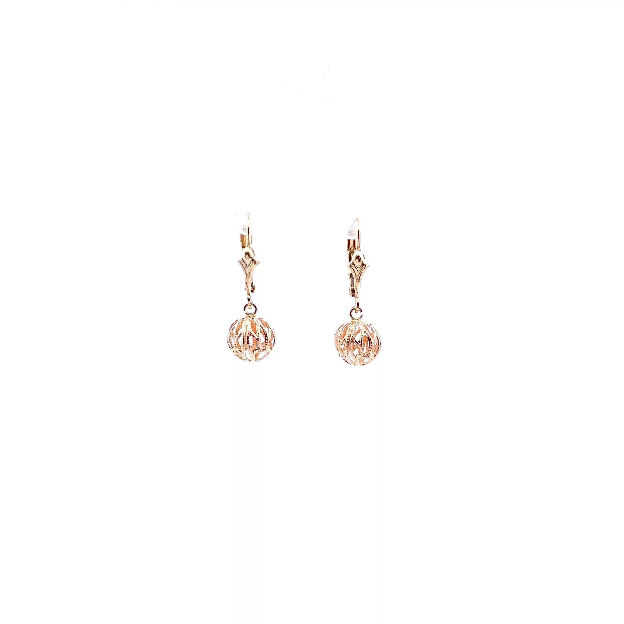 Luxury 14 Karat Yellow Gold Dangle Earrings | Exquisite Diamond Jewelry | Elegant Fine Jewelry | Vintage Estate Jewelry