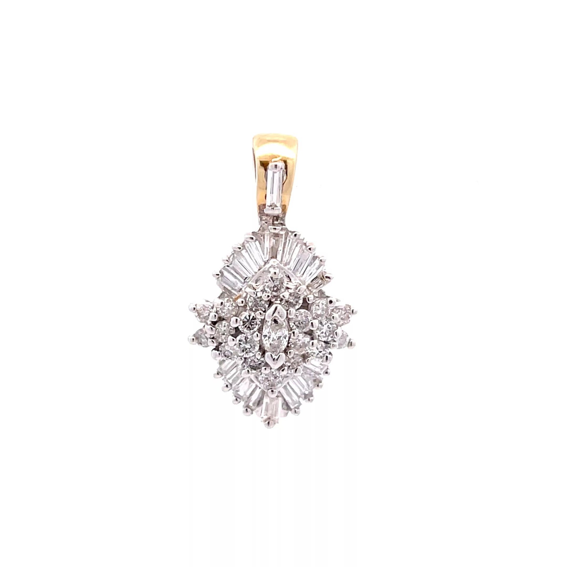 Exquisite 14 Karat Bi-Tone Gold Diamond Pendant: A Gleaming Marvel of Diamond Jewelry Excellence