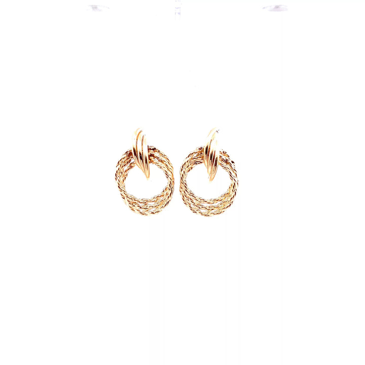 14 Karat Yellow Gold Stud Earrings - Sparkling Diamond Accents | Fine Estate Jewelry