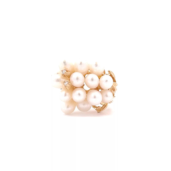 Exquisite 14K Gold Ring with Diamond and Lustrous Pearl – Timeless Fine Jewelry for Elegant Women