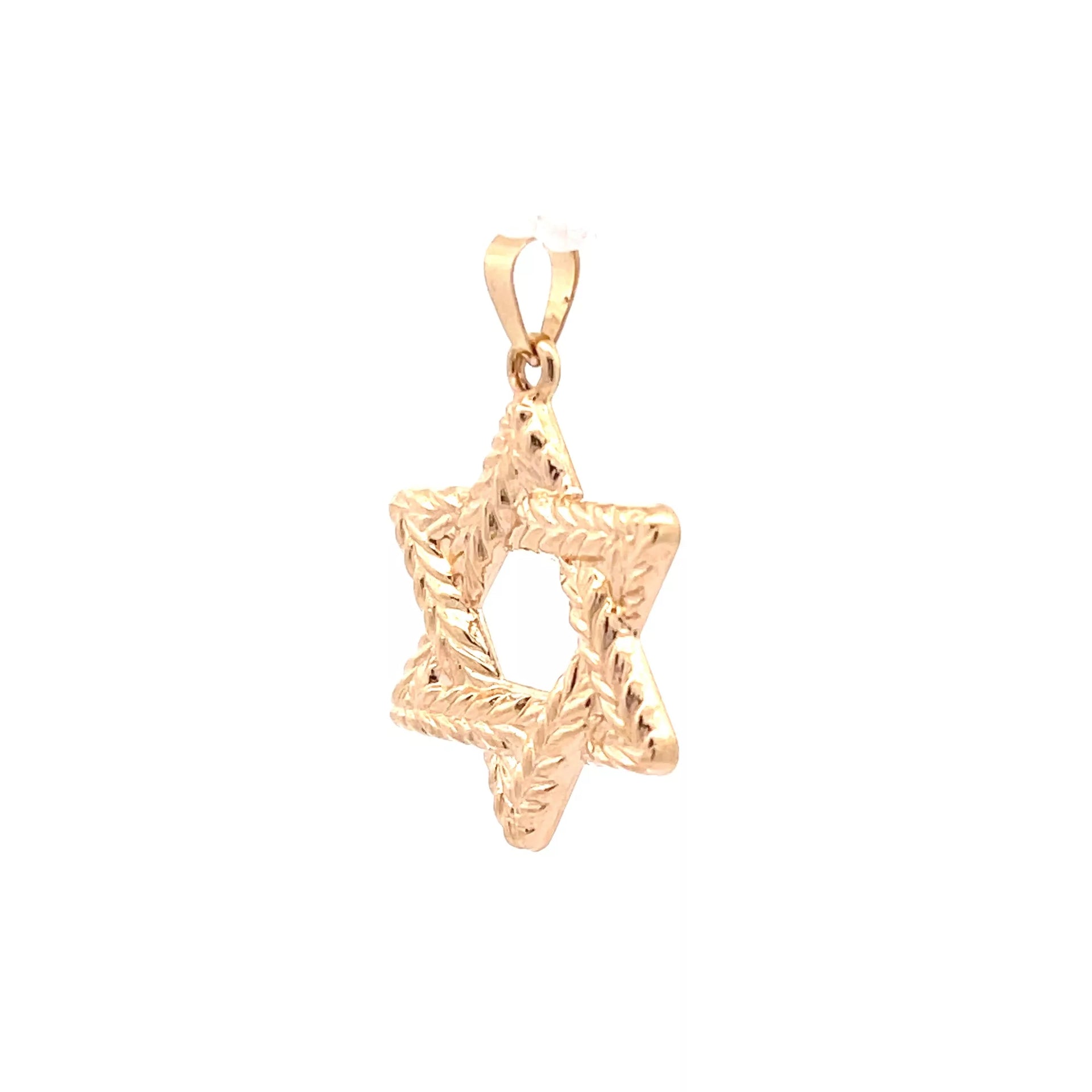 Stunning 14K Yellow Gold Star of David Pendant Necklace - A Mesmerizing Piece of Diamond Fine Jewelry from the Estate Collection