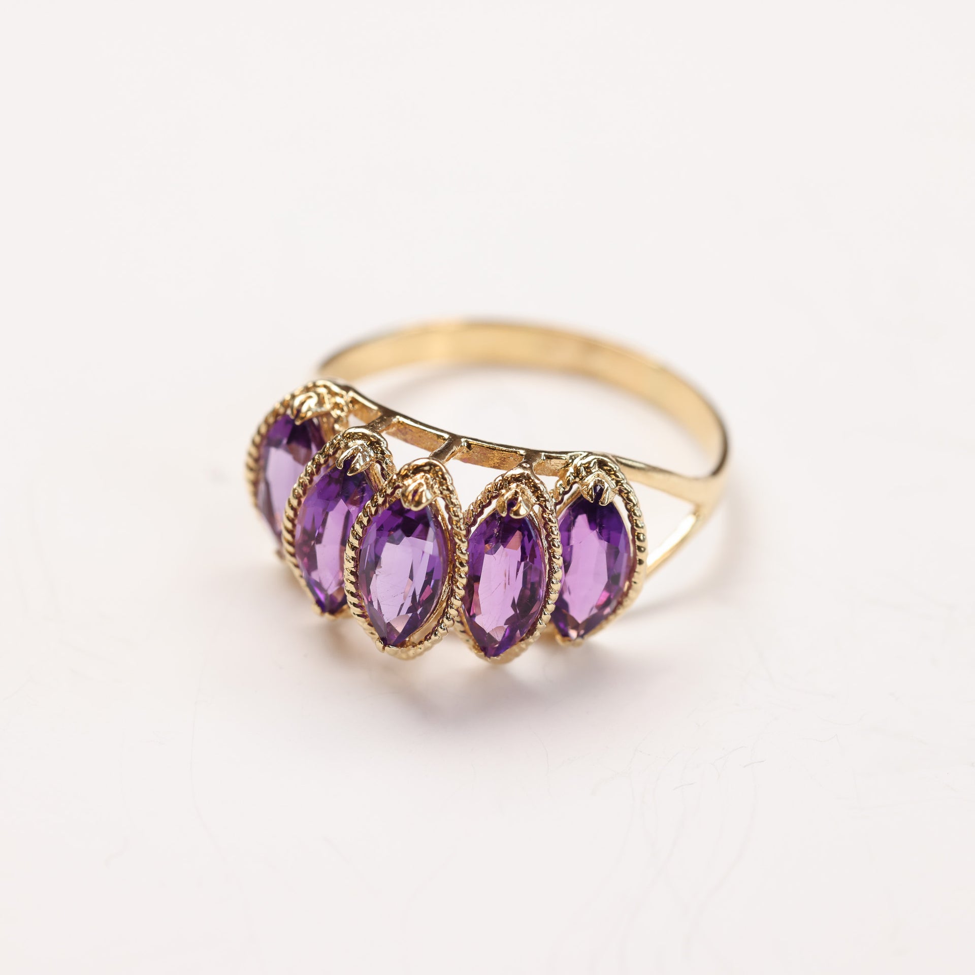 14 Karat Yellow Gold Amethyst Ring Size 9.5