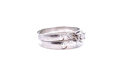 Exquisite 10 Karat White Gold Bridal Set Ring with Size 8.5 - A Timeless Treasure of Diamond Jewelry