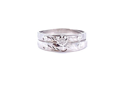 Exquisite 10 Karat White Gold Bridal Set Ring with Size 8.5 - A Timeless Treasure of Diamond Jewelry