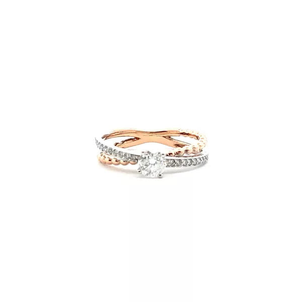 Exquisite 14 Karat Rose and White Gold Ring with Brilliant Diamond - Size 5 | Diamond and Fine Jewelry Collection