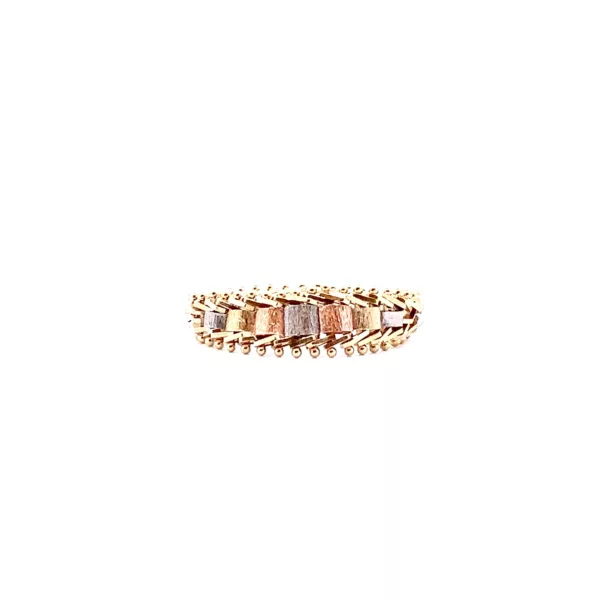 Stunning 14K Tri-Color Gold Band - Size 9 | Shimmering Diamond and Fine Estate Jewelry