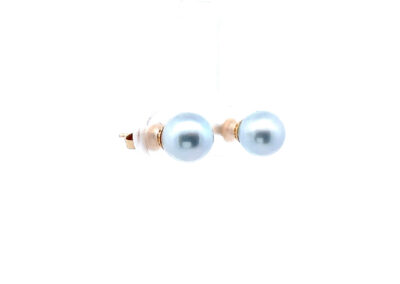 Exquisite 14 Karat Yellow Gold Stud Earrings with a Beautiful Blue Grey Pearl - Perfect for Diamond and Fine Jewelry Collections