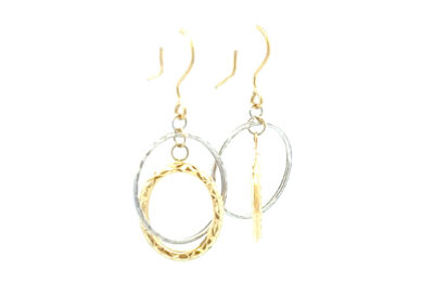 Stunning 14K White and Yellow Gold Dangle Earrings with Diamond Accents - Exquisite Diamond Jewelry for Your Collection