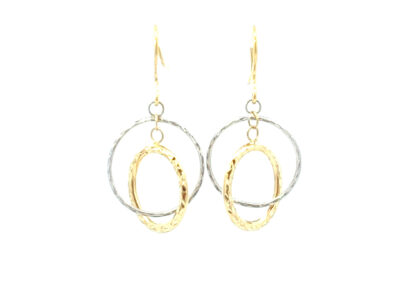 Stunning 14K White and Yellow Gold Dangle Earrings with Diamond Accents - Exquisite Diamond Jewelry for Your Collection
