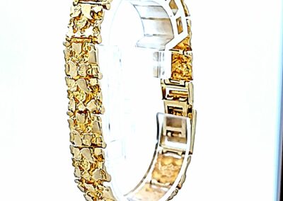 14 Karat Yellow Gold Nugget Link Bracelet - Size 7.5" | A Luxurious Piece of Fine Estate Diamond Jewelry
