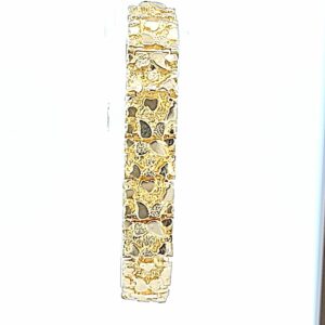 14 Karat Yellow Gold Nugget Link Bracelet - Size 7.5" | A Luxurious Piece of Fine Estate Diamond Jewelry