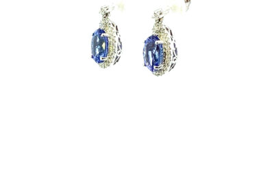 Captivating 14K White Gold Diamond and Tanzanite Earrings - A Shimmering Piece of Fine Jewelry for Your Collection