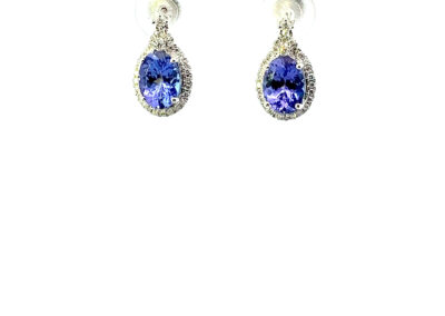 Captivating 14K White Gold Diamond and Tanzanite Earrings - A Shimmering Piece of Fine Jewelry for Your Collection