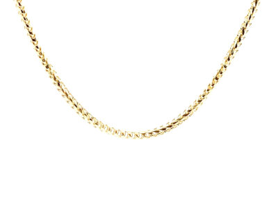 Exquisite 14K Yellow Gold Round Franco Necklace – Sparkling Diamond Fine Jewelry – Stunning Estate Jewelry for a Sophisticated Look