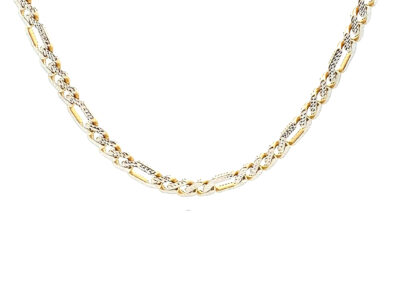 Stunning 10 Karat Bicolor Gold Figaro Necklace | Diamond Cut Chain for Fine Jewelry Collection