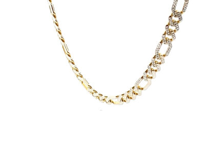 Stunning 10 Karat Bicolor Gold Figaro Necklace | Diamond Cut Chain for Fine Jewelry Collection