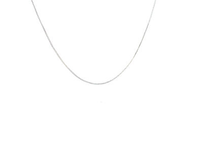 Exquisite 14 Karat White Gold Box Necklace - Sparkling Diamond Jewelry for an Elegant Accent