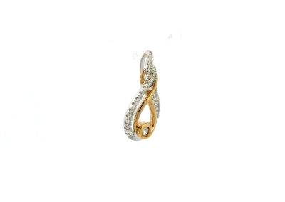 A gold and white diamond pendant on a white background.