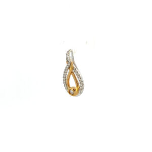 A gold and diamond pendant on a white background.