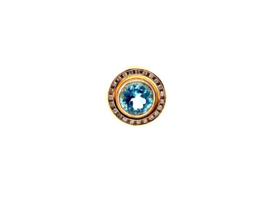 10 Karat Yellow Gold Necklace Pendant with Blue Diamond and Topaz Stones - Exquisite Fine Jewelry with Stunning Blue Diamond and Topaz - Perfect Addition to Your Diamond Jewelry Collection
