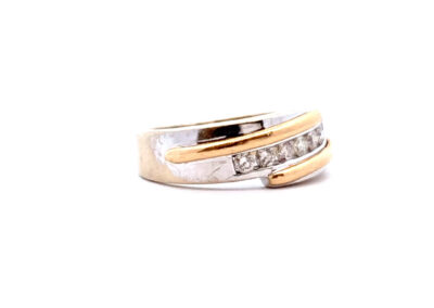 Stunning 14K White and Yellow Gold Diamond Ring - Exquisite Round Diamond Jewelry for Men, Size 12.5
