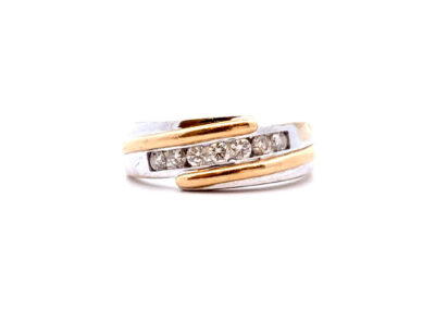 Stunning 14K White and Yellow Gold Diamond Ring - Exquisite Round Diamond Jewelry for Men, Size 12.5