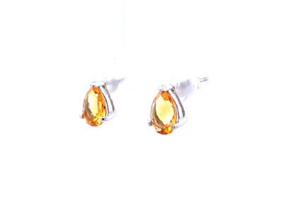 Stunning 14kt White Gold Pear Stud Earrings with Radiant Orange Citrine Gemstones - Perfect Fine Jewelry for the Modern Woman