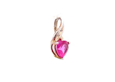 Gorgeous 10 Karat White Gold Heart Necklace with Pink Topaz and Diamonds - A Stunning Piece of Fine Estate Jewelry