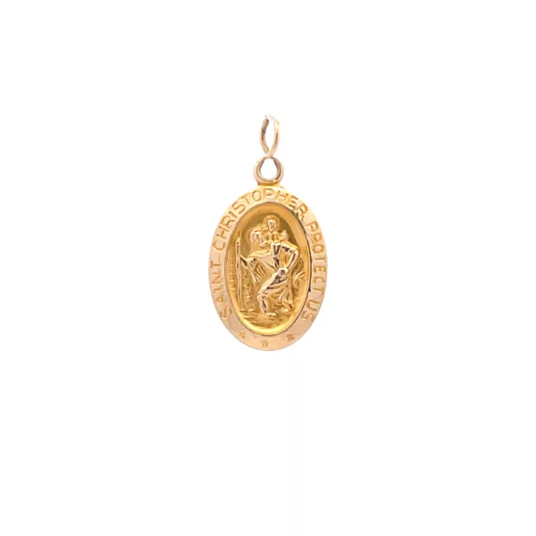 14 Karat Yellow Gold St. Christopher Necklace | Exquisite Diamond and Fine Estate Jewelry