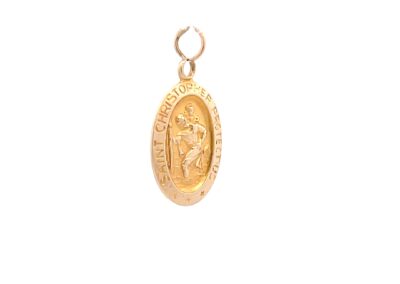 14 Karat Yellow Gold St. Christopher Necklace | Exquisite Diamond and Fine Estate Jewelry
