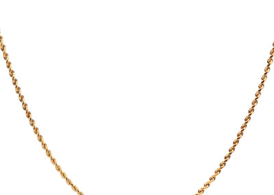 14 Karat Yellow Gold Rope Necklace - Exquisite Accents of Diamond Jewelry
Title: Stunning 14 Karat Yellow Gold Rope Necklace with Brilliant Diamond Accents - A True Example of Fine Estate Jewelry.
