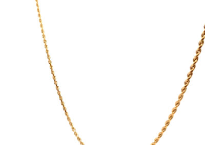 14 Karat Yellow Gold Rope Necklace - Exquisite Accents of Diamond Jewelry
Title: Stunning 14 Karat Yellow Gold Rope Necklace with Brilliant Diamond Accents - A True Example of Fine Estate Jewelry.