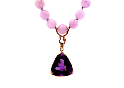 Stunning 14K Yellow Gold Amethyst and Jade Necklace (Size 19") - An Exquisite Addition to Your Collection of Diamond Jewelry and Fine Estate Jewelry