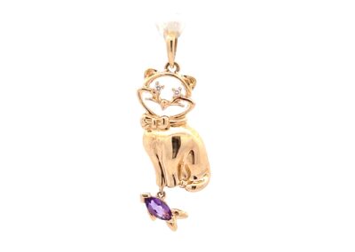 Exquisite 14K Yellow Gold Amethyst and Diamond Necklace – A Stunning Piece of Fine Diamond Jewelry from the Estate Collection