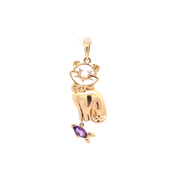 Exquisite 14K Yellow Gold Amethyst and Diamond Necklace – A Stunning Piece of Fine Diamond Jewelry from the Estate Collection