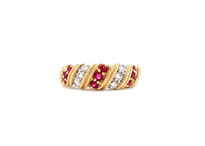 Stunning 14 Karat Yellow Gold Diamond and Ruby Ring | Sparkling Gemstone Jewelry | Exquisite Estate Jewels