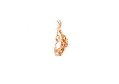 Exquisite 14 Karat Yellow Gold Nugget Pendant with Diamond Accents - A Timeless and Exclusive Addition to Your Fine Jewelry Collection