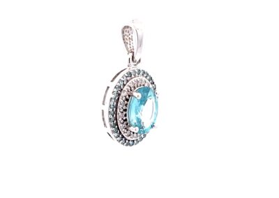 10 Karat White Gold Diamond and Topaz Necklace - Exquisite Fine Jewelry with a Touch of Elegance