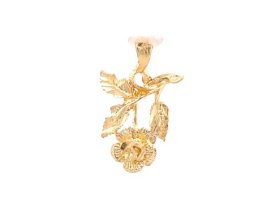 Exquisite 14K Gold Rose Pendant Necklace - A Captivating Piece of Diamond and Fine Estate Jewelry
