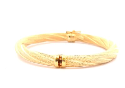 Exquisite 14 Karat Gold Bangle Bracelet with Dazzling Diamond Accents - Size 8.5