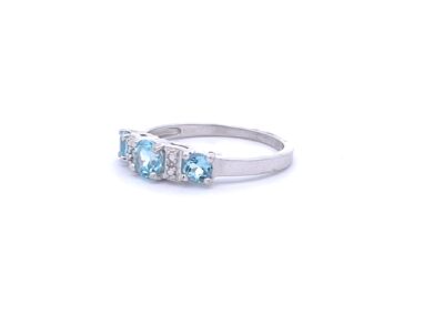 Radiant Blue Topaz and Glass Ring in 10 Karat White Gold - Size 7 | Stunning Diamond Jewelry, Exquisite Fine Jewelry, Exclusive Estate Jewelry