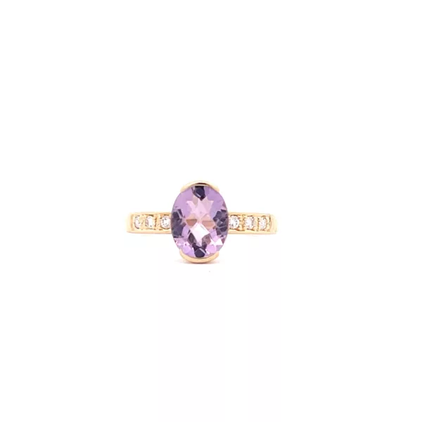 Exquisite 14K Gold Amethyst and Diamond Ring - Size 7 | Diamond Jewelry & Fine Estate Jewelry