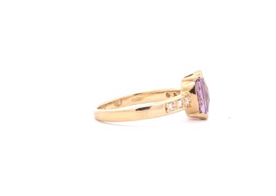 Exquisite 14K Gold Amethyst and Diamond Ring - Size 7 | Diamond Jewelry & Fine Estate Jewelry