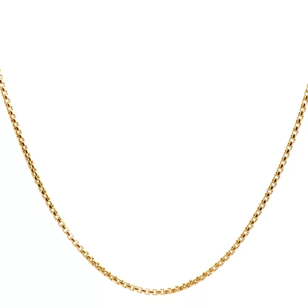 "Exquisite 14 Karat Yellow Gold Round Box Chain Necklace - 20" Length, Perfect for Diamond and Fine Estate Jewelry"