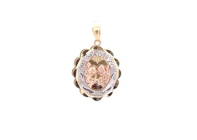 Stunning Tri-Color Gold Baptism Pendant with Delicate Diamond Accents - Exquisite Fine Jewelry Accessory